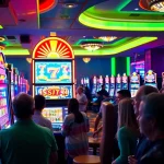 Menggoda pemain dengan pakde4d slot yang menampilkan mesin slot cerah di kasino yang ramai.