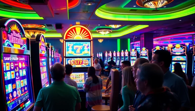 Menggoda pemain dengan pakde4d slot yang menampilkan mesin slot cerah di kasino yang ramai.