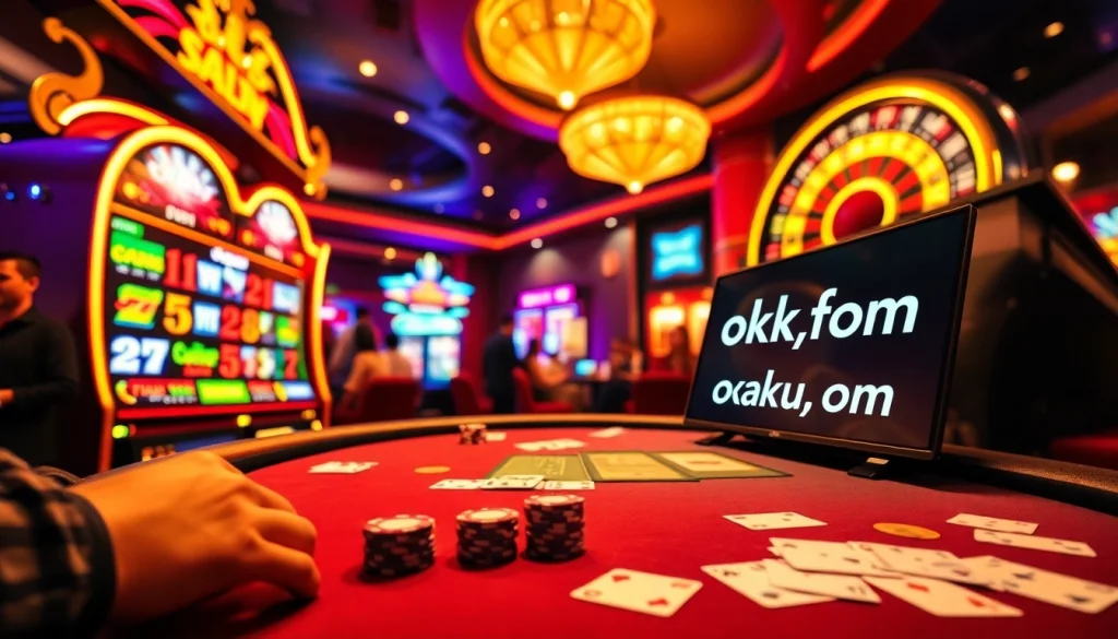 Experience the thrill of roulette at okfun.com, a vibrant casino featuring spinning wheels and poker tables.