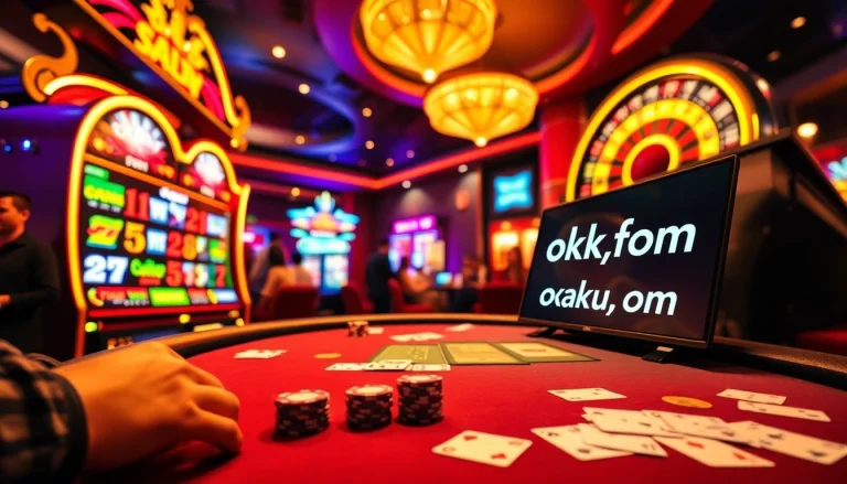 Experience the thrill of roulette at okfun.com, a vibrant casino featuring spinning wheels and poker tables.