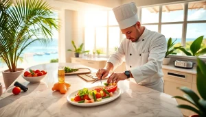 Chef preparing exquisite dishes as a St Martin Private Chef highlighting local ingredients.