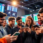 Engaged users enjoying the best sports betting apps India in a vibrant, energetic setting