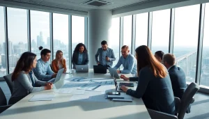 Engaging disaster recovery planning session showcasing diverse experts collaborating.