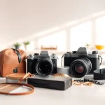 Realizza foto ecommerce con prodotti eleganti su un tavolo bianco minimalista.