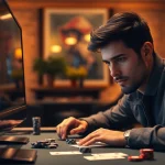 Pemain yang sangat terampil dalam bermain poker online game di meja digital.