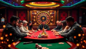 Players enjoying high-stakes poker at XX88 Boats casino, with chips and cards organized for thrilling action.