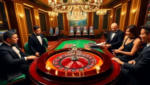 Excited players engage in high-stakes roulette at https://rr88.wales/ casino, showcasing vibrant chips and sophisticated decor.