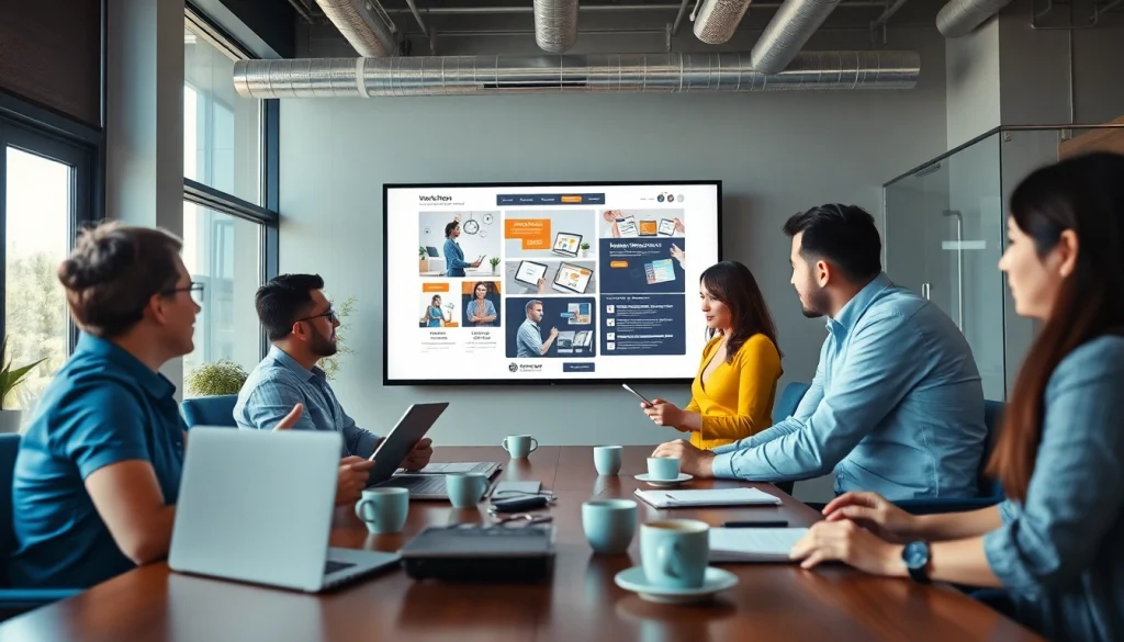 Dynamic team collaborating on website design, showcasing innovation at công ty thiết kế website.