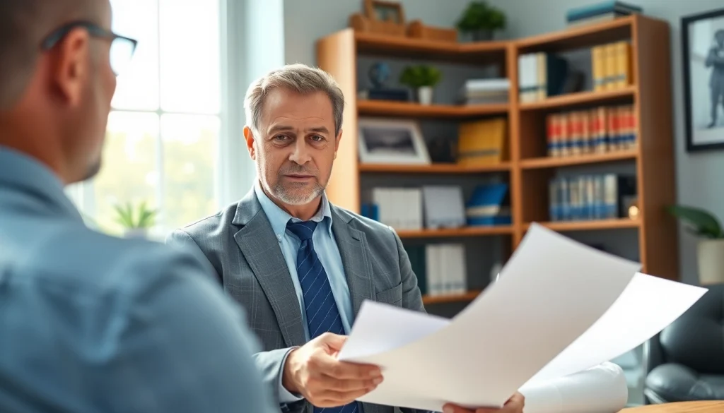 Experienced Florida Public Adjuster provides guidance to a client in a professional setting.