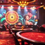Experience the vibrant excitement of gambling at Trang chủ S88VIP with dazzling slot machines and a roulette wheel.