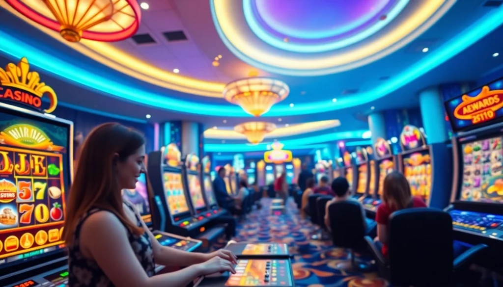 Experience the excitement of hoki138 pro in a vibrant online gaming casino setting filled with animated slot games.