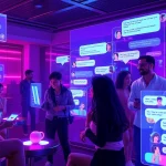 Engaging AI sexting conversation with vibrant digital characters, highlighting playful interactions.