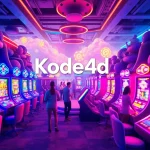 Kode4d engaging online gaming platform with colorful slot machines and community involvement.