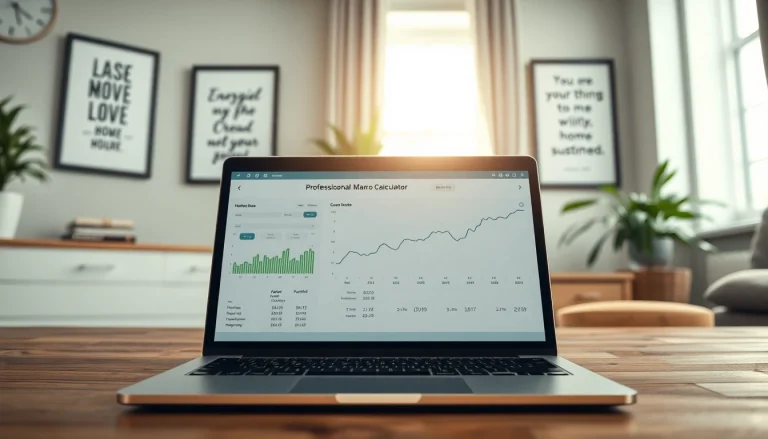 Calculate macronutrients effectively using a sleek macro calculator interface in a home office setting.