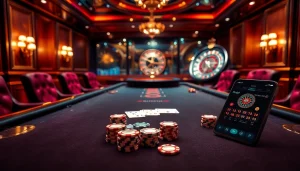 Experience high-stakes excitement with the shbet app at a luxury casino poker table.