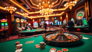 Experience the excitement of gaming at vuabai9 with roulette tables and poker chips.