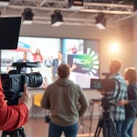 Showcasing a Creative Video Production Agency team in action within a modern studio environment.
