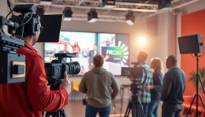 Showcasing a Creative Video Production Agency team in action within a modern studio environment.