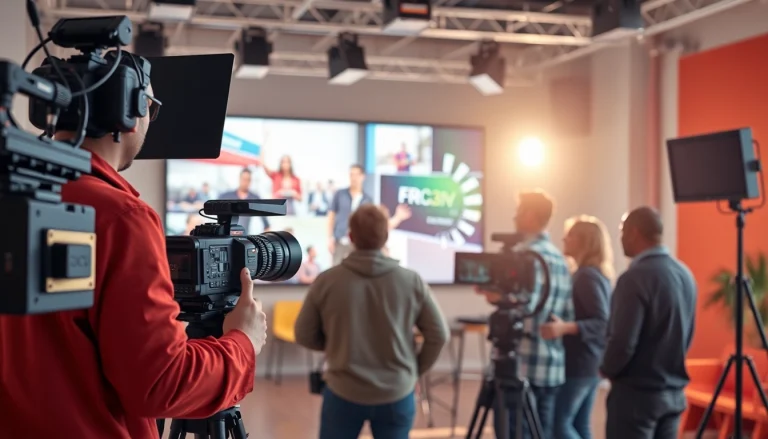 Showcasing a Creative Video Production Agency team in action within a modern studio environment.