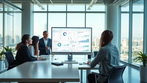 Online email verification tools showcased in a modern office, emphasizing data accuracy and collaboration.