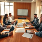 Enhancing Acquisition Planning with strategic discussions in a modern meeting room.
