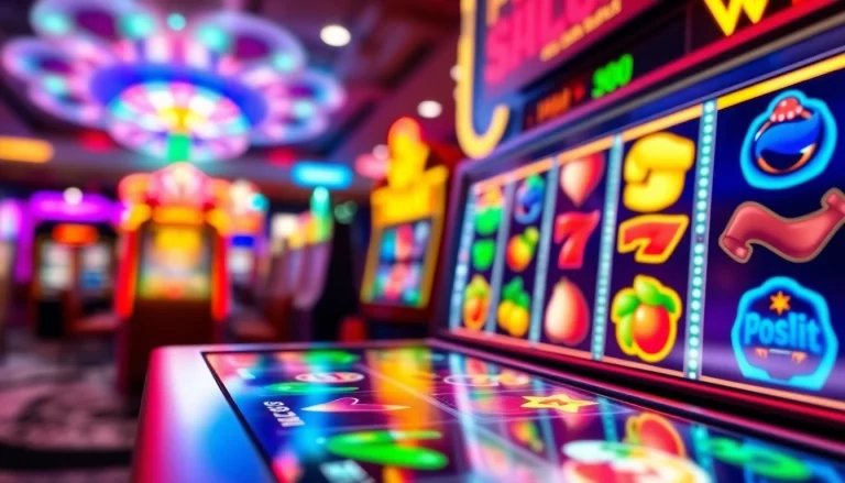 Main screen of online slot deposit 1k with vibrant neon lights and action-packed gaming elements.