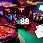Experience the thrill of link vao w88 with an exciting casino scene showcasing vibrant gaming options.