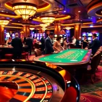 Engaging scene of vibrant casino betting action with poker chips and cards featuring 7m strategies.