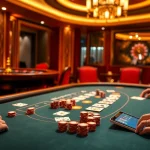 Nền Tảng RR88 features a luxurious poker table filled with high-stakes chips, cards, and players, highlighting casino excitement.