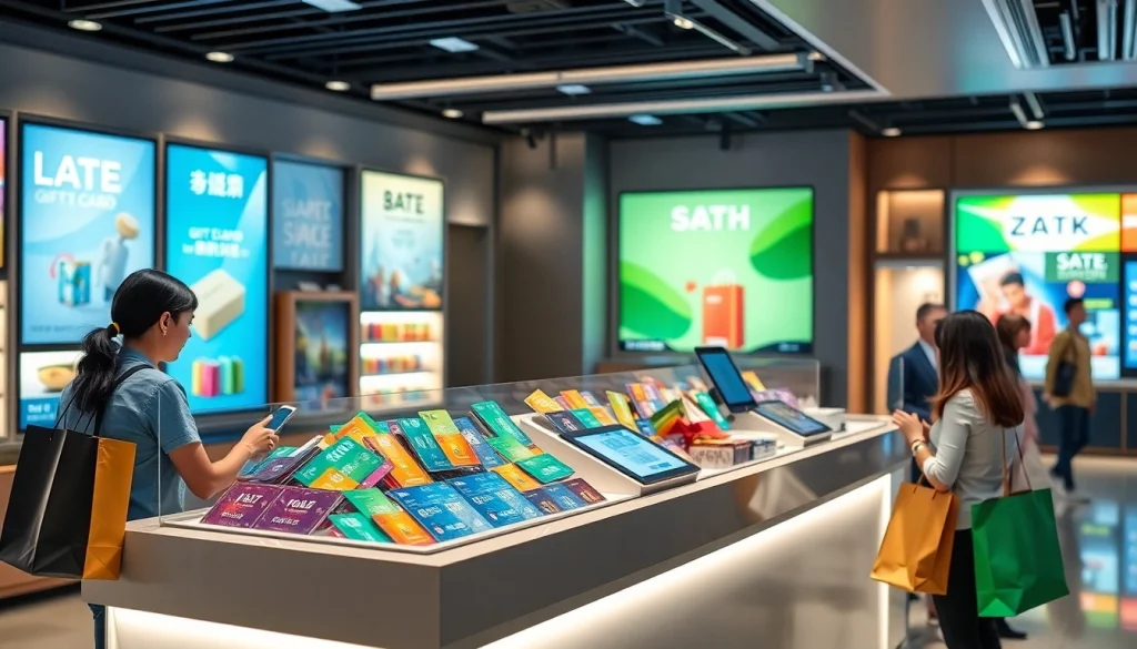 현대 소매 환경에서 디지털 구매 옵션과 함께 선보이는 상품권카드의 매력적인 디스플레이