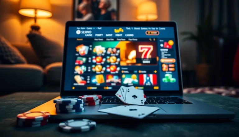 Experience online casinos in Georgia with vibrant gaming visuals, playing cards, and chips.