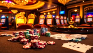 Engage in high-stakes gambling at vuabai9 with an array of cards, poker chips, and roulette wheels.
