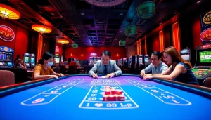 Hello88 online gambling experience showcasing vibrant casino ambiance with diverse players at gaming tables.