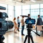 Capture of a Corporate Video Production showcasing teamwork in a modern office environment.
