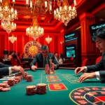 The official hidden wiki enhances the excitement at a luxurious poker table, showcasing high-stakes gaming.