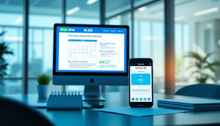 Efficient IPVA GO 2026 payment portal interface in a modern office setting