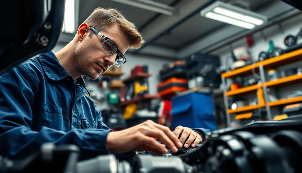 Examine a powertrain extended warranty with a mechanic actively working on an engine.
