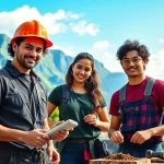 Students actively learning at hawaii trade schools, surrounded by tools and scenic landscapes.