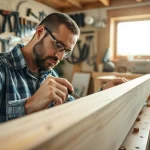 Highlighting a dedicated carpenter demonstrating a Carpentry Apprenticeship Near Me in a well-lit workshop.