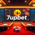 Engage with 7upbet through vibrant casino gaming visuals featuring poker chips and betting odds.