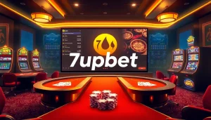 Engage with 7upbet through vibrant casino gaming visuals featuring poker chips and betting odds.