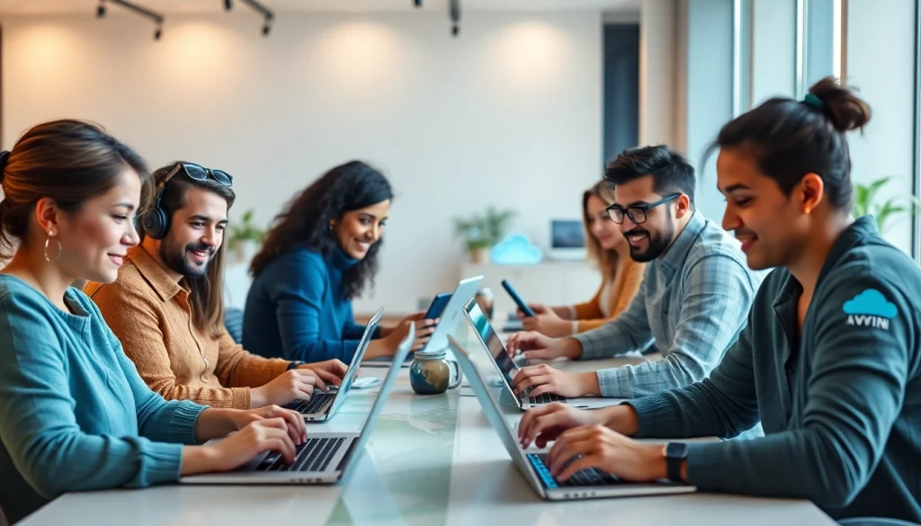 在现代工作区使用快连VPN应用的用户，体现全球互联与网络安全。