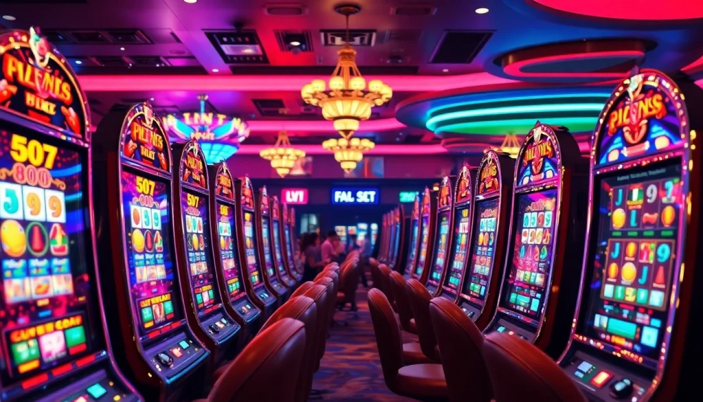 Menampilkan pengalaman slot deposit 1000 yang menarik dengan mesin slot berwarna-warni.