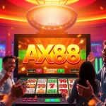 Trò chơi AX88 trên màn hình casino trực tuyến sống động, thể hiện sự phấn khích và sang trọng.