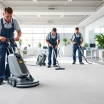 Engaging commercial carpet cleaning in a modern office setting highlighting cleanliness and professionalism.