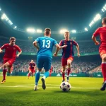 Watch live soccer scores with ผลบอลสดภาษาไทย, capturing excitement of a match in vibrant stadium setting.
