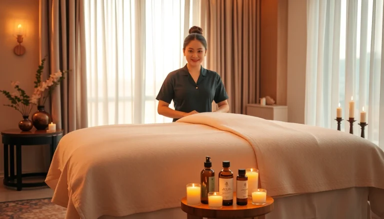 출장 massage service with a professional therapist in a calming, upscale setting.