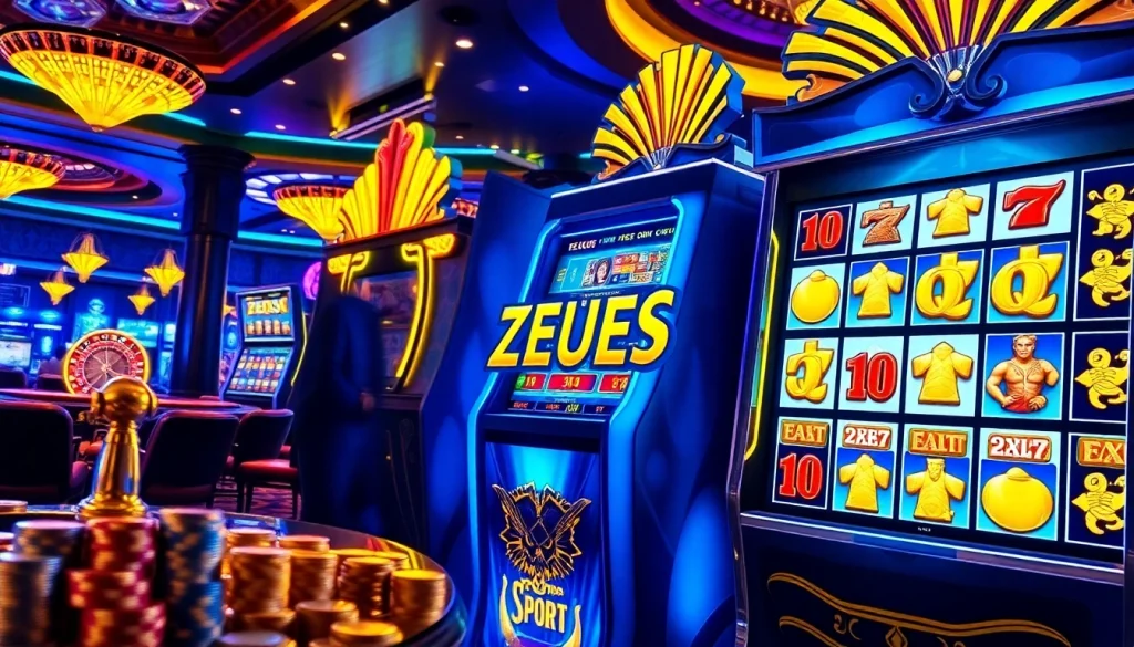 Engaging with the Zeus slot while showcasing excitement and winning potential at a casino.