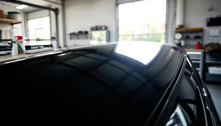 Experience professional car detailing Chattanooga with a shining black sedan and organized tools.