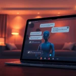 Interactive NSFW AI chatbot interface showcasing modern technology in a cozy setting.
